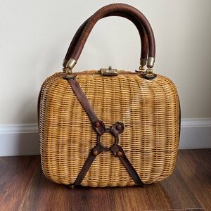 VTG Lesco Lona Wicker and Leather Handbag *Damaged*